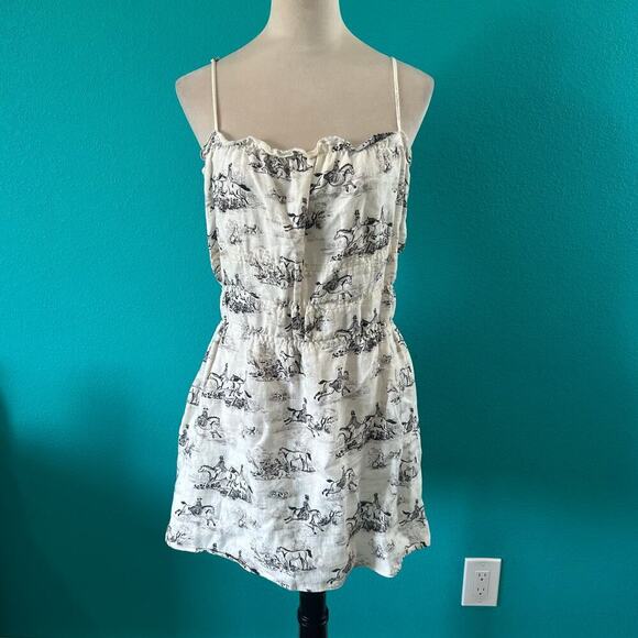 Reformation Tabatha Dress in Britannia Linen Smocked Ruffled Mini Size 12 - Picture 3 of 9